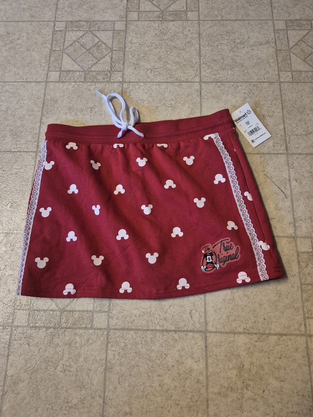 Disney Red Mickey Head Print Skort With Lace Trim XXS